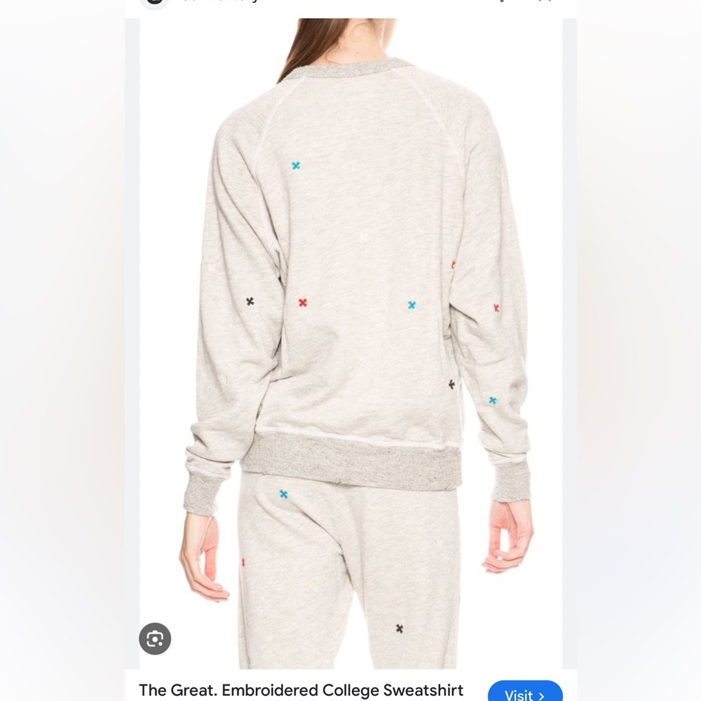 THE GREAT. Classic Grey Embroidered Sweatsuit - Picture 2 of 13
